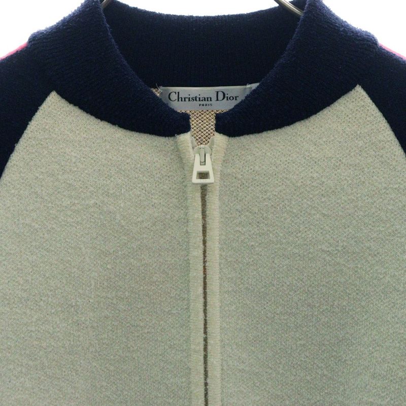 Christian Dior Ja'dior Love Back Jacquard Wool Knit Zip Up Jacket Blouson