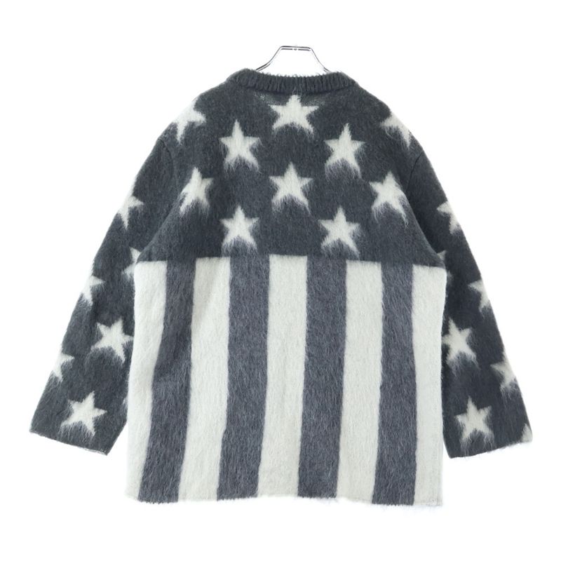 Louis Vuitton 19AW USA Flag Mohair Knit Sweater Gray Rm192 RIS Hhn98w