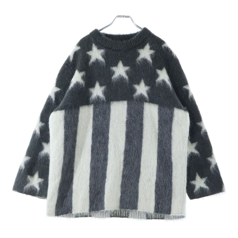 Louis Vuitton 19AW USA Flag Mohair Knit Sweater Gray Rm192 RIS Hhn98w