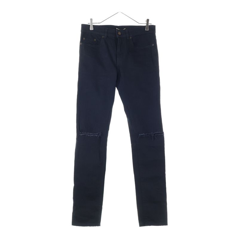 Saint Laurent Paris Crash Skinny Crushed Skinny Denim With Button Logo Imprint