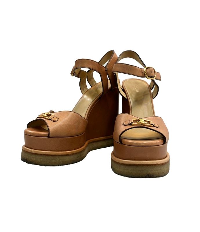 Celine Wedge Sole Sandals Women's Size 37 (L) Celine