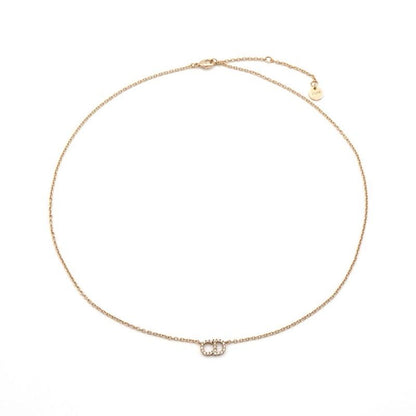 Christian DIOR Clair D LUNE Necklace Pendant Choker Gold Logo Rhinestone