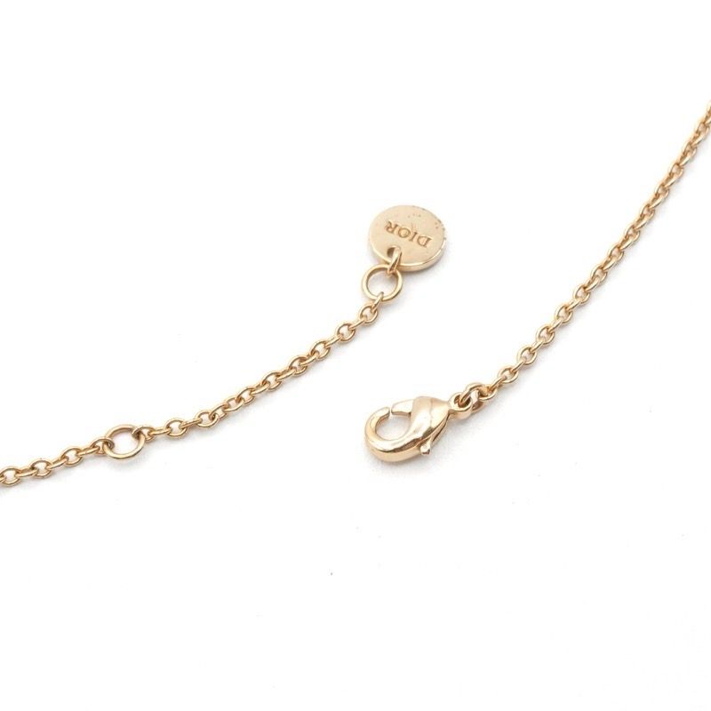 Christian DIOR Clair D LUNE Necklace Pendant Choker Gold Logo Rhinestone