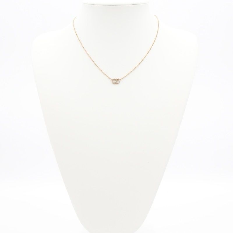 Christian DIOR Clair D LUNE Necklace Pendant Choker Gold Logo Rhinestone