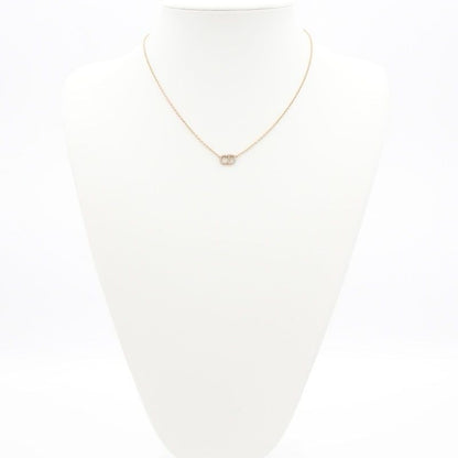 Christian DIOR Clair D LUNE Necklace Pendant Choker Gold Logo Rhinestone