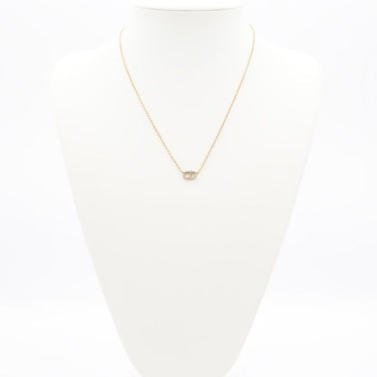 Christian DIOR Clair D LUNE Necklace Pendant Choker Gold Logo Rhinestone