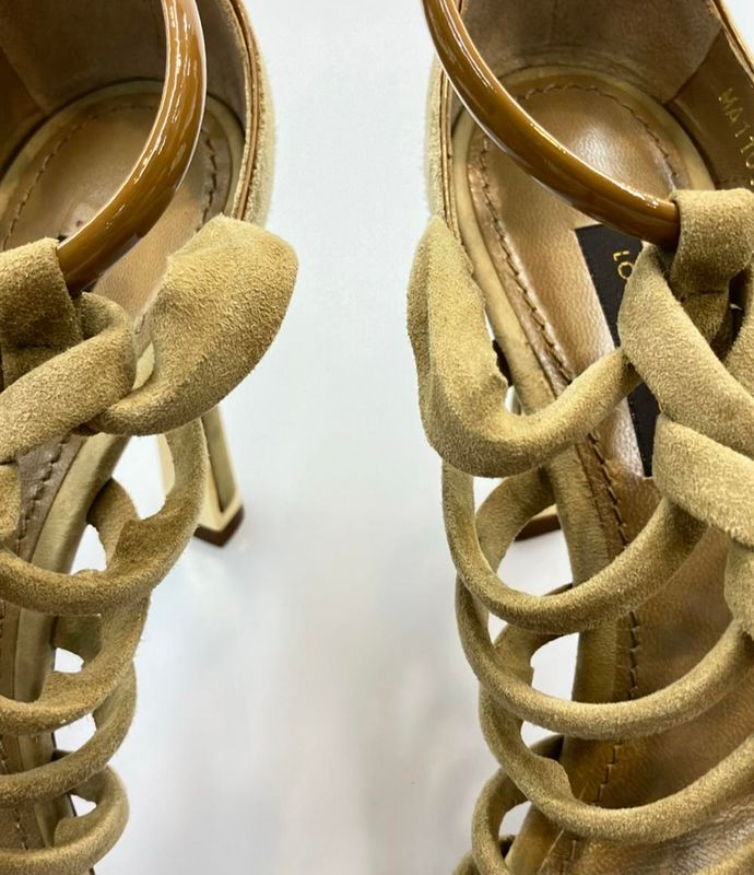 Louis Vuitton Suede Sandals Braided Women's SIZE 34 21.5cm (8.46in) Louis