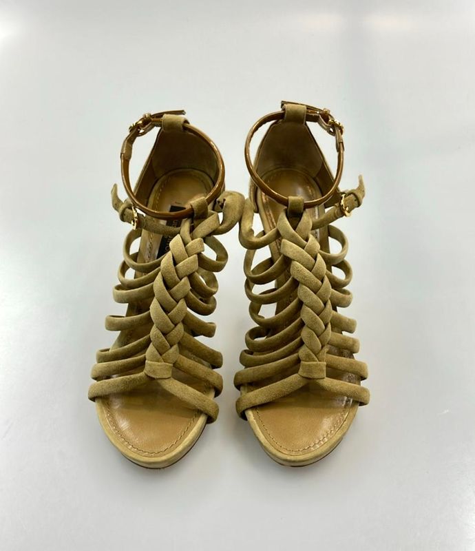 Louis Vuitton Suede Sandals Braided Women's SIZE 34 21.5cm (8.46in) Louis