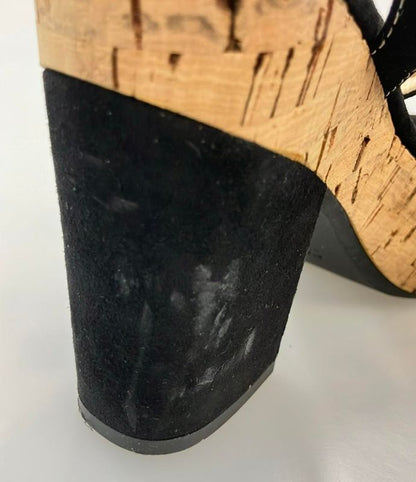 Prada Cork Sandals Suede Flower Applique Women's SIZE 34 21cm (8.27in) Prada