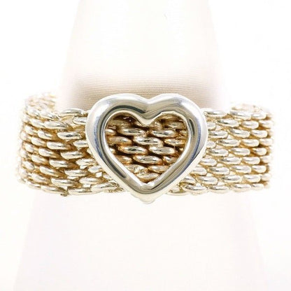 Tiffany & Co Somerset Heart Mesh Silver Ring Size 13 Total Weight Approx 48g