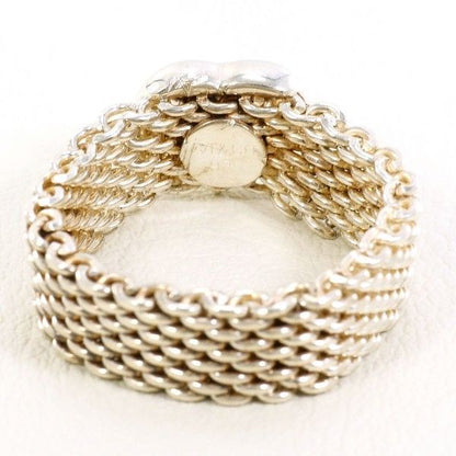 Tiffany & Co Somerset Heart Mesh Silver Ring Size 13 Total Weight Approx 48g