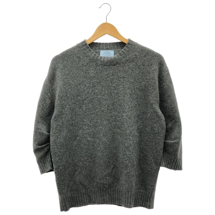 Prada (prada) ③ P24e1e 2020aw Cashmere Knit With 3/4 Length Sleeves Ladies Gray