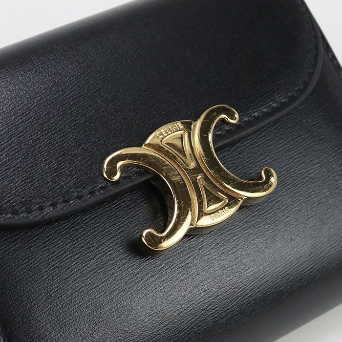 Celine Small Flap Wallet Triomphe 10d783dpv.38no Trifold Wallet Leather Women