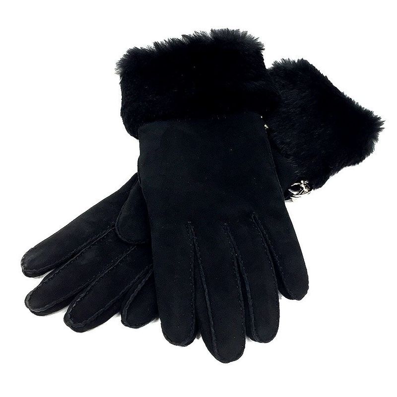 Hermes Gloves Lapin Suede Size 7 Black Aq4668