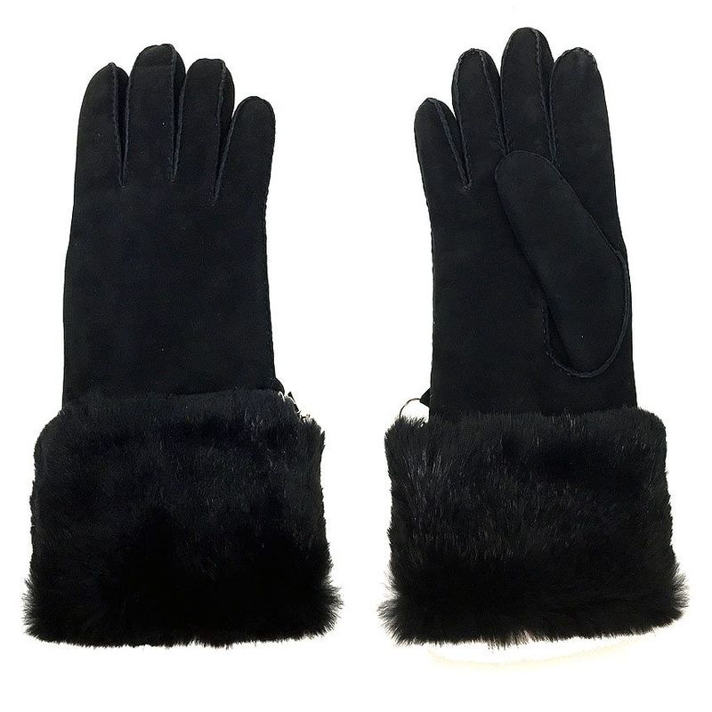 Hermes Gloves Lapin Suede Size 7 Black Aq4668