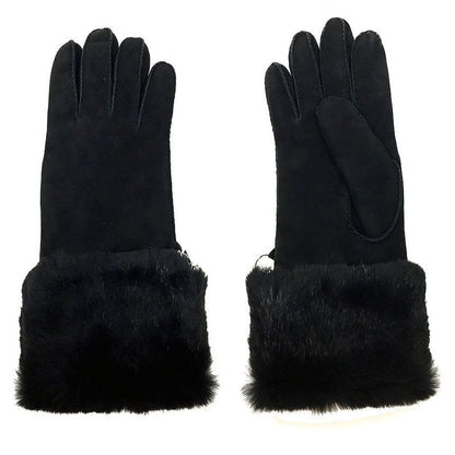 Hermes Gloves Lapin Suede Size 7 Black Aq4668