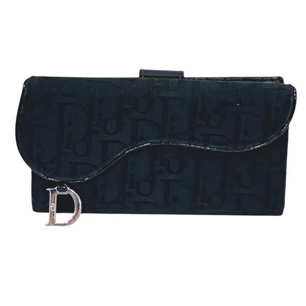 Dior Trotter Saddle Dcharm Black Long Wallet Trifold Wallet Men's