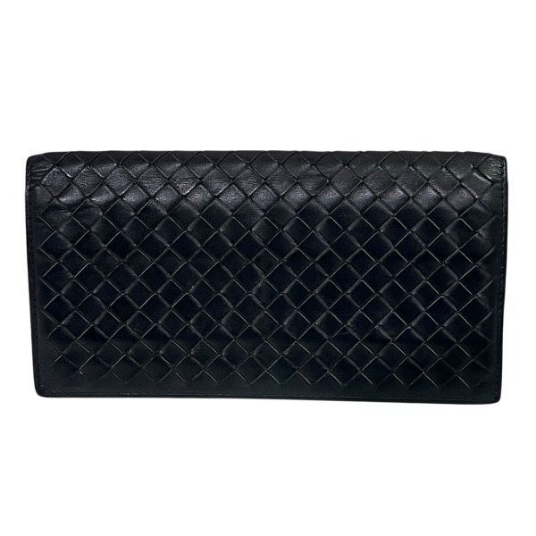 Bottega Veneta Intrecciato Black Long Wallet Bifold Wallet Unisex