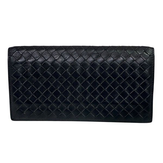 Bottega Veneta Intrecciato Black Long Wallet Bifold Wallet Unisex