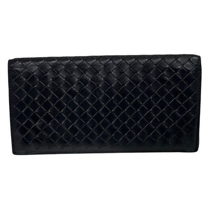 Bottega Veneta Intrecciato Black Long Wallet Bifold Wallet Unisex