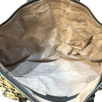 Bottega Veneta Intrecciato Black And Beige Staggered Leather Bag Business Bag