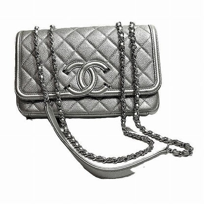 Chanel Matelasse Chain Shoulder Metallic Silver Bag Shoulder Bag Women