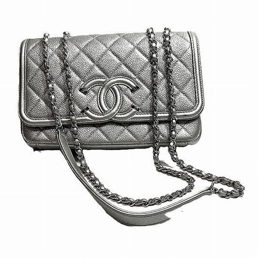 Chanel Matelasse Chain Shoulder Metallic Silver Bag Shoulder Bag Women