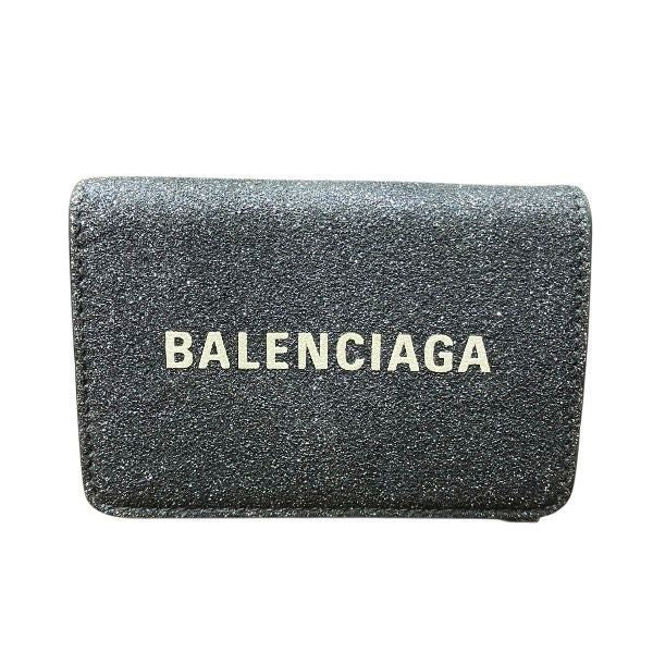 Balenciaga 551921 Black Lame Trifold Wallet For Women