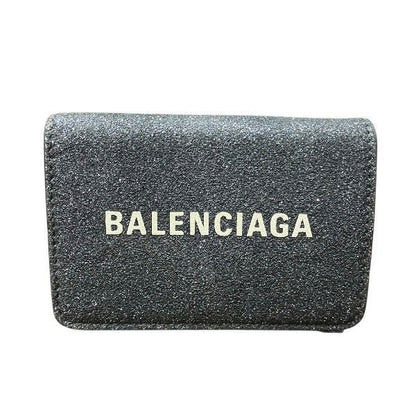 Balenciaga 551921 Black Lame Trifold Wallet For Women