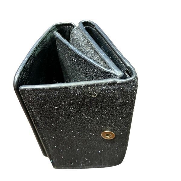 Balenciaga 551921 Black Lame Trifold Wallet For Women