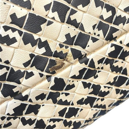 Bottega Veneta Intrecciato Black And Beige Staggered Leather Bag Business Bag