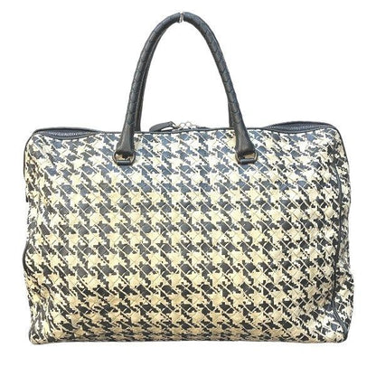 Bottega Veneta Intrecciato Black And Beige Staggered Leather Bag Business Bag