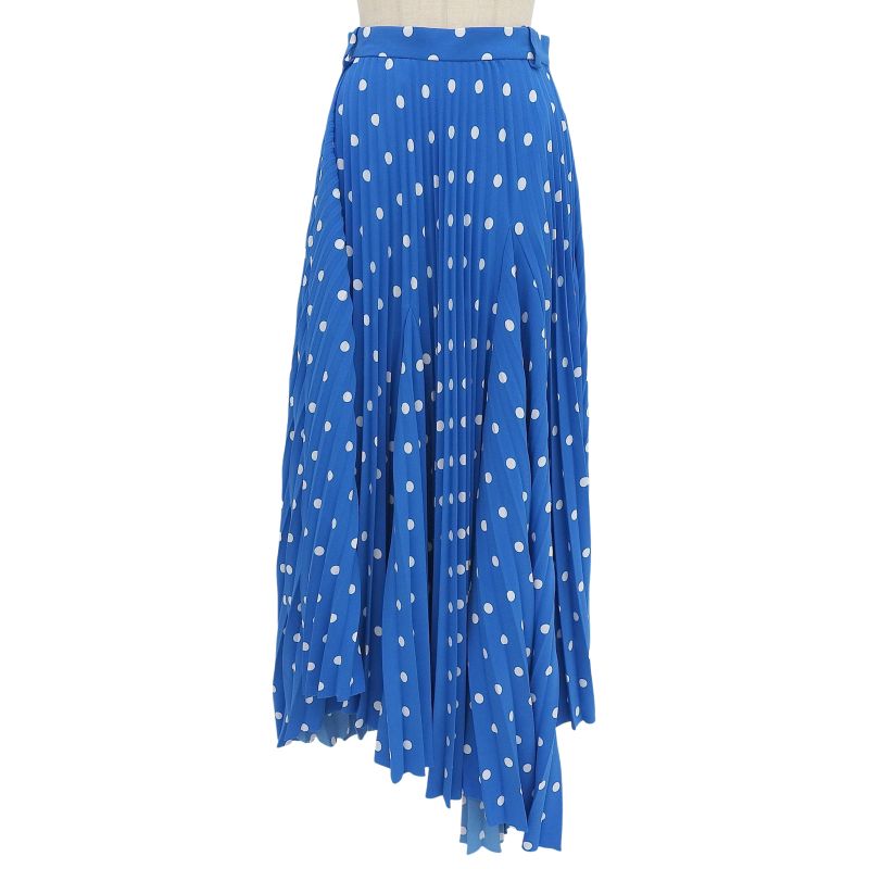 Balenciaga 2020 622280 Dotted Asymmetrical Pleated Skirt Blue 36 Made In Italy