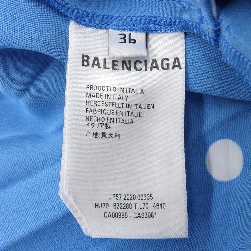Balenciaga 2020 622280 Dotted Asymmetrical Pleated Skirt Blue 36 Made In Italy