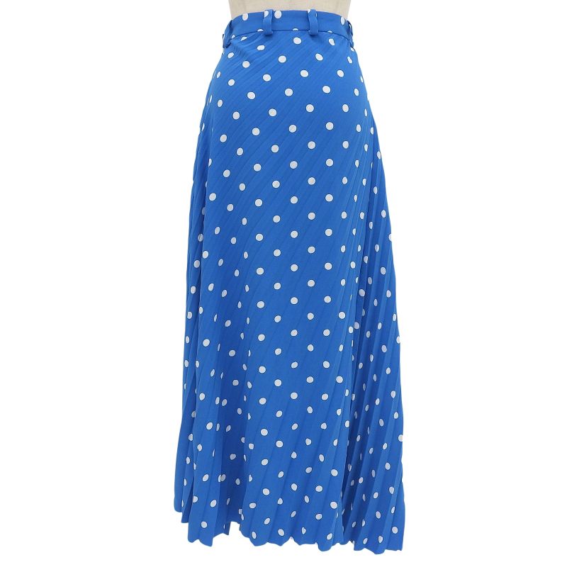 Balenciaga 2020 622280 Dotted Asymmetrical Pleated Skirt Blue 36 Made In Italy