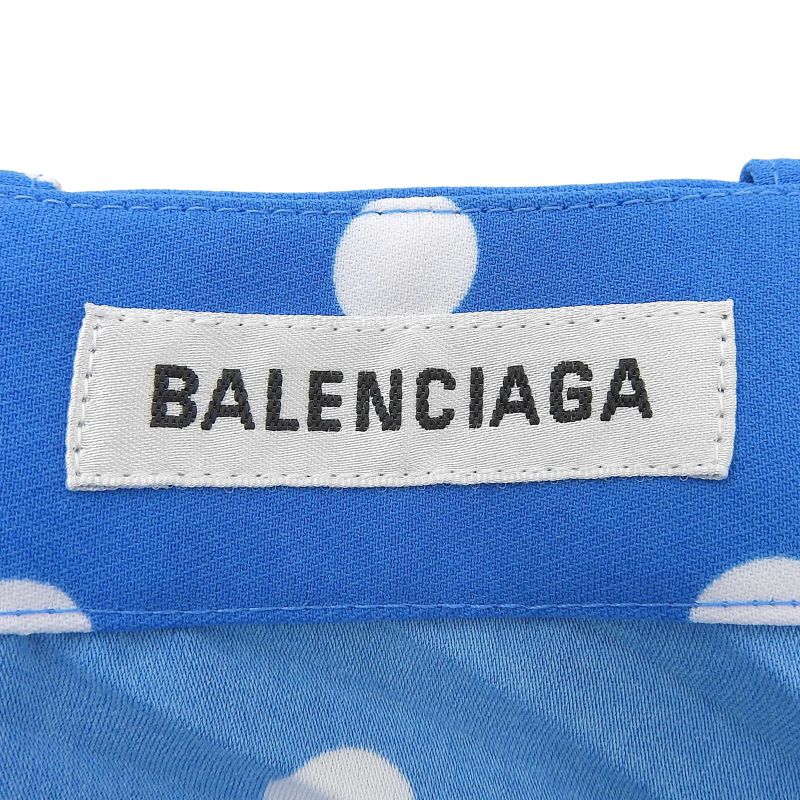 Balenciaga 2020 622280 Dotted Asymmetrical Pleated Skirt Blue 36 Made In Italy