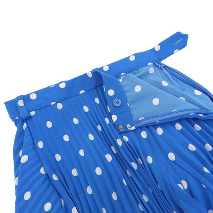 Balenciaga 2020 622280 Dotted Asymmetrical Pleated Skirt Blue 36 Made In Italy