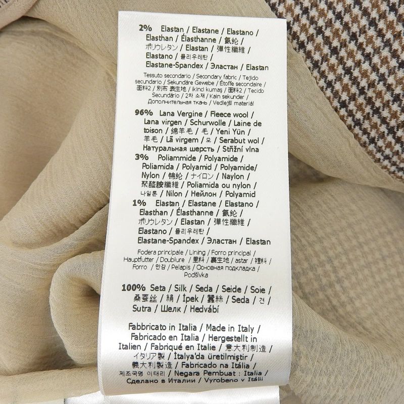 Fendi 22 Fq7416 Chidori Chiffon Wool Skirt Beige Brown 36 Genuine