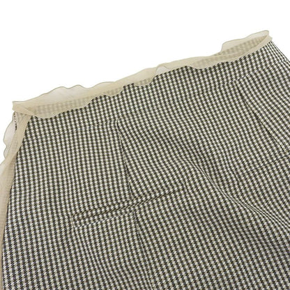 Fendi 22 Fq7416 Chidori Chiffon Wool Skirt Beige Brown 36 Genuine