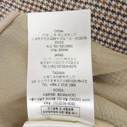 Fendi 22 Fq7416 Chidori Chiffon Wool Skirt Beige Brown 36 Genuine