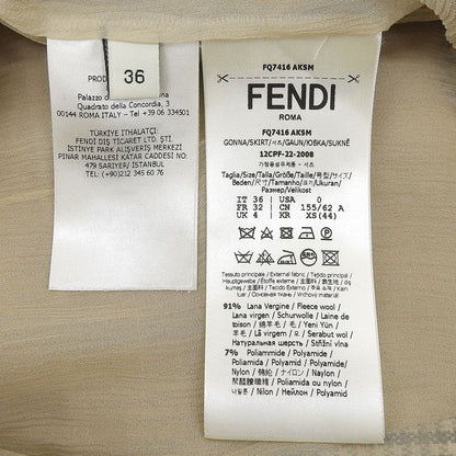 Fendi 22 Fq7416 Chidori Chiffon Wool Skirt Beige Brown 36 Genuine