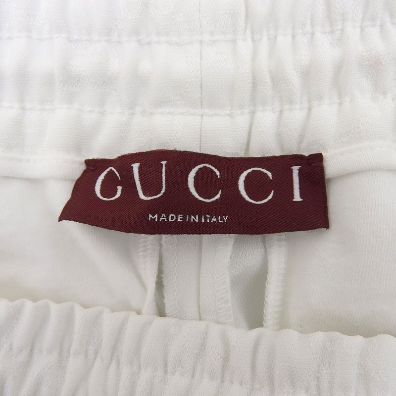 Gucci 810515 GG Jacquard Pants Zip Hem Web Line White XS Genuine