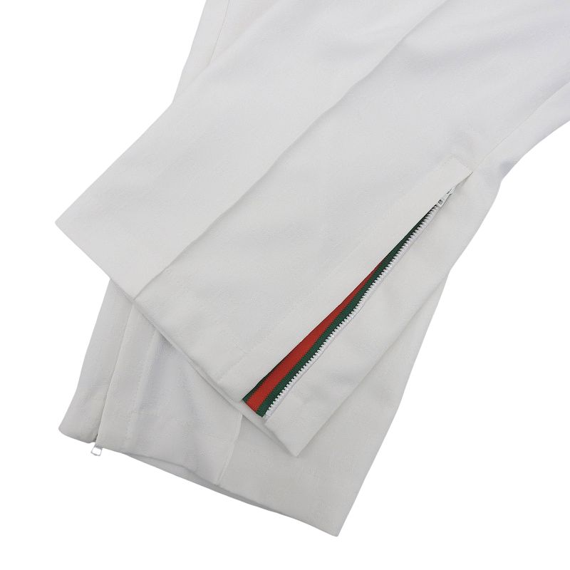 Gucci 810515 GG Jacquard Pants Zip Hem Web Line White XS Genuine