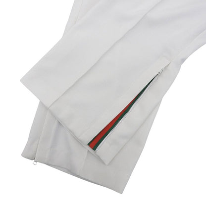 Gucci 810515 GG Jacquard Pants Zip Hem Web Line White XS Genuine