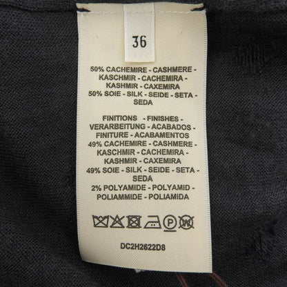 Hermes 2022 Court Harness Cashmere Silk Short Sleeves Knit Navy Gray 36 Made