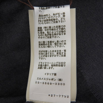 Hermes 2022 Court Harness Cashmere Silk Short Sleeves Knit Navy Gray 36 Made