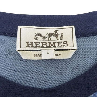 Hermes 100% Cotton Horse Allover Pattern Show Sleeve Short Sleeve T-shirt Navy