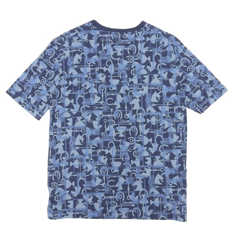 Hermes 100% Cotton Horse Allover Pattern Show Sleeve Short Sleeve T-shirt Navy