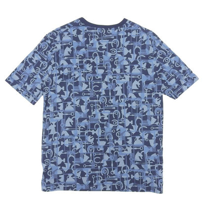 Hermes 100% Cotton Horse Allover Pattern Show Sleeve Short Sleeve T-shirt Navy