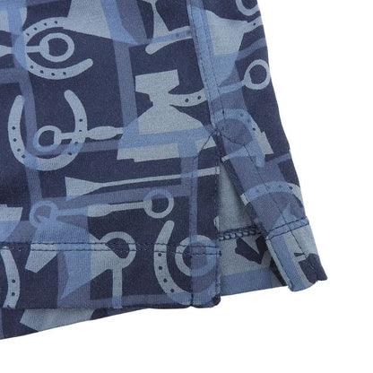 Hermes 100% Cotton Horse Allover Pattern Show Sleeve Short Sleeve T-shirt Navy